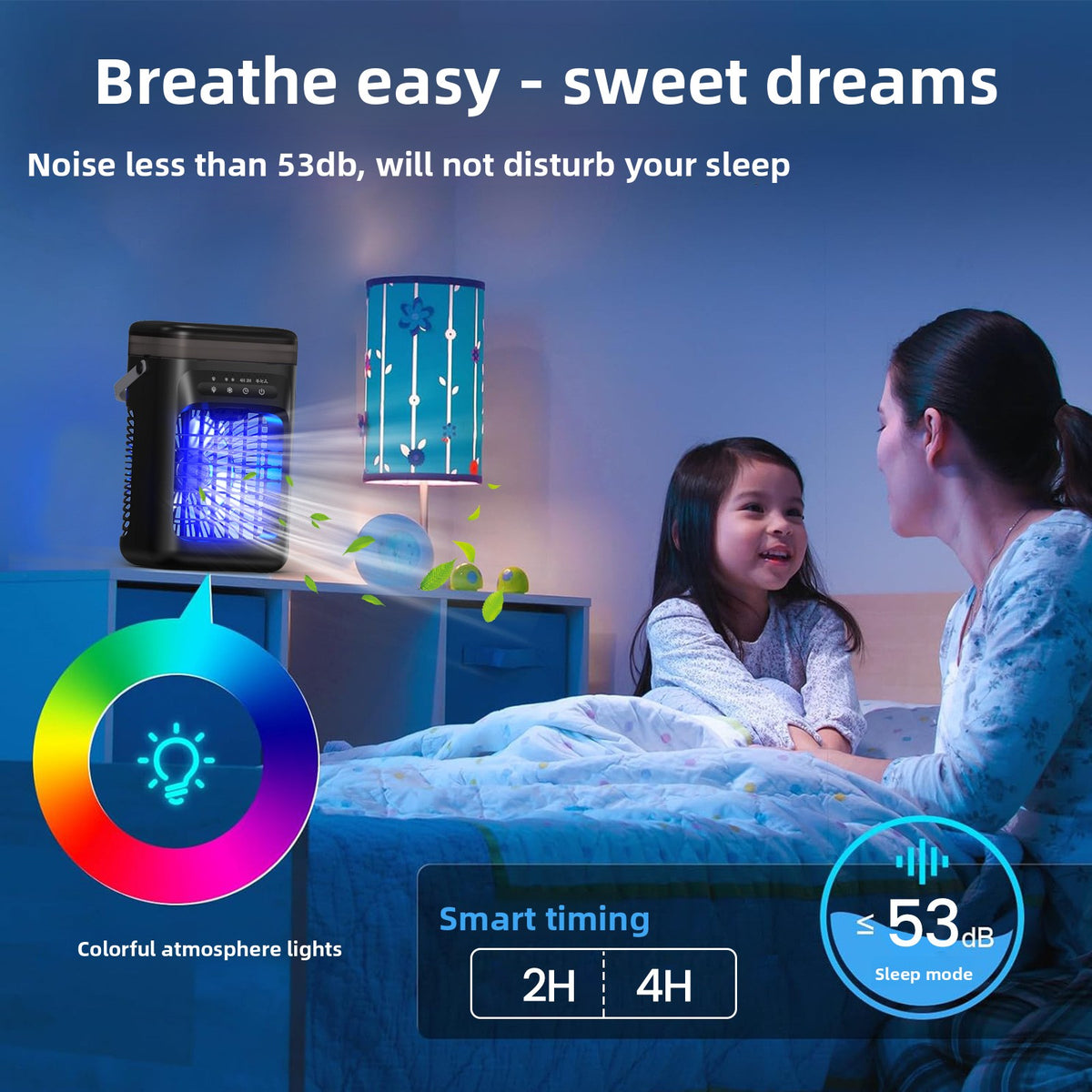Portable USB Misting Desk Fan with Humidifier and Night Light